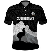 New Zealand South Island Football Custom Polo Shirt Aoraki Mount Cook With Kiwi Maori Pattern