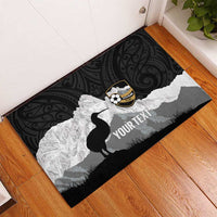 New Zealand South Island Football Custom Rubber Doormat Aoraki Mount Cook With Kiwi Maori Pattern LT14 - Polynesian Pride