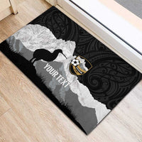 New Zealand South Island Football Custom Rubber Doormat Aoraki Mount Cook With Kiwi Maori Pattern LT14 - Polynesian Pride