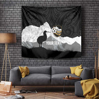 New Zealand South Island Football Custom Tapestry Aoraki Mount Cook With Kiwi Maori Pattern LT14 Black - Polynesian Pride