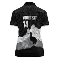 New Zealand South Island Football Custom Women Polo Shirt Aoraki Mount Cook With Kiwi Maori Pattern
