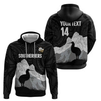 New Zealand South Island Football Custom Zip Hoodie Aoraki Mount Cook With Kiwi Maori Pattern