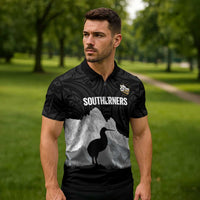 New Zealand South Island Football Custom Zipper Polo Shirt Aoraki Mount Cook With Kiwi Maori Pattern