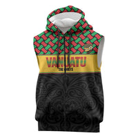 Vanuatu Football Custom Sleeveless Zip Hoodie Go Chiefs Basket-weave Pattern