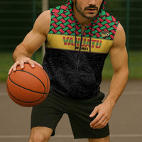 Vanuatu Football Custom Sleeveless Zip Hoodie Go Chiefs Basket-weave Pattern