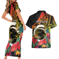 Vanuatu Boar Tusk Yumi Yumi Yumi Couples Matching Short Sleeve Bodycon Dress and Hawaiian Shirt Independens Dei Long God Yumi Stanap