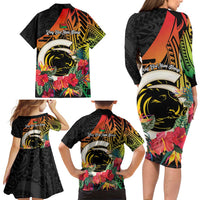 Vanuatu Boar Tusk Yumi Yumi Yumi Family Matching Long Sleeve Bodycon Dress and Hawaiian Shirt Independens Dei Long God Yumi Stanap