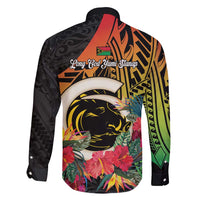 Vanuatu Boar Tusk Yumi Yumi Yumi Family Matching Long Sleeve Bodycon Dress and Hawaiian Shirt Independens Dei Long God Yumi Stanap