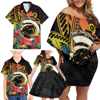 Vanuatu Boar Tusk Yumi Yumi Yumi Family Matching Off Shoulder Short Dress and Hawaiian Shirt Independens Dei Long God Yumi Stanap