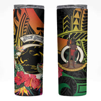 Vanuatu Boar Tusk Yumi Yumi Yumi Skinny Tumbler Independens Dei Long God Yumi Stanap LT14 Black - Polynesian Pride