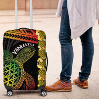 Vanuatu Sand Drawing Turtle Luggage Cover Happy Independence Day LT14 Black - Polynesian Pride