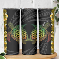 Vanuatu Sand Drawing Turtle Skinny Tumbler Happy Independence Day LT14 - Polynesian Pride