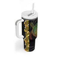 Vanuatu Sand Drawing Turtle Tumbler With Handle Happy Independence Day LT14 - Polynesian Pride