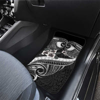 Black Polynesia Car Mats Tribal Pattern Tropical Frangipani
