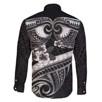 Black Polynesia Family Matching Long Sleeve Bodycon Dress and Hawaiian Shirt Tribal Pattern Tropical Frangipani