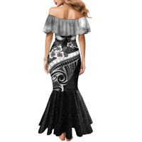 Black Polynesia Mermaid Dress Tribal Pattern Tropical Frangipani LT14 - Polynesian Pride