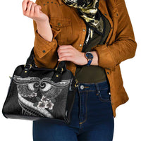 Black Polynesia Shoulder Handbag Tribal Pattern Tropical Frangipani LT14 - Polynesian Pride