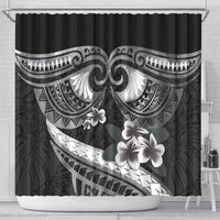 Black Polynesia Shower Curtain Tribal Pattern Tropical Frangipani LT14 - Polynesian Pride