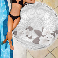 White Polynesia Beach Blanket Tribal Pattern Tropical Frangipani