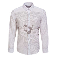 White Polynesia Family Matching Puletasi and Hawaiian Shirt Tribal Pattern Tropical Frangipani