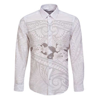 White Polynesia Family Matching Tank Maxi Dress and Hawaiian Shirt Tribal Pattern Tropical Frangipani