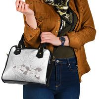 White Polynesia Shoulder Handbag Tribal Pattern Tropical Frangipani LT14 - Polynesian Pride