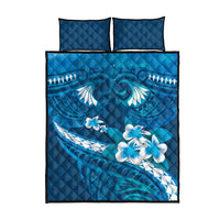 Blue Polynesia Quilt Bed Set Tribal Pattern Tropical Frangipani