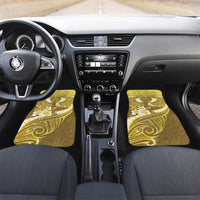 Gold Polynesia Car Mats Tribal Pattern Tropical Frangipani