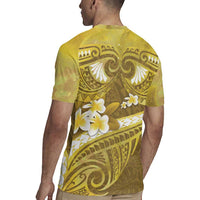 Gold Polynesia Rugby Jersey Tribal Pattern Tropical Frangipani