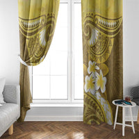 Gold Polynesia Window Curtain Tribal Pattern Tropical Frangipani
