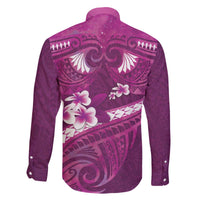 Pink Polynesia Family Matching Puletasi and Hawaiian Shirt Tribal Pattern Tropical Frangipani