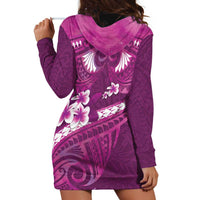 Pink Polynesia Hoodie Dress Tribal Pattern Tropical Frangipani