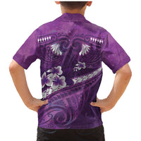 Purple Polynesia Family Matching Mermaid Dress and Hawaiian Shirt Tribal Pattern Tropical Frangipani