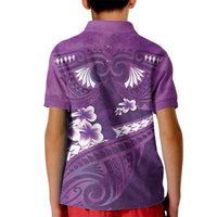Purple Polynesia Kid Polo Shirt Tribal Pattern Tropical Frangipani LT14 - Polynesian Pride