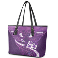 Purple Polynesia Leather Tote Bag Tribal Pattern Tropical Frangipani LT14 - Polynesian Pride