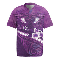 Purple Polynesia Rugby Jersey Tribal Pattern Tropical Frangipani