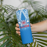 Samoa Rugby Skinny Tumbler Toa Samoa Polynesian Pacific Blue Version