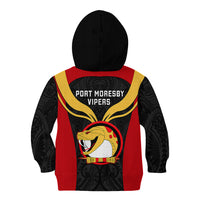 Papua New Guinea Rugby Kid Hoodie Port Moresby Vipers PNG Polynesian Pattern LT14 - Polynesian Pride