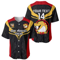 Custom Papua New Guinea Rugby Baseball Jersey Port Moresby Vipers PNG Polynesian Pattern LT14 - Polynesian Pride