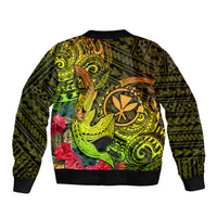 Hawaii Bomber Jacket Kanaka Map With Polynesian Shark Tattoo Reggae Unique LT14 - Polynesian Pride