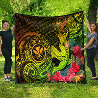 Hawaii Quilt Kanaka Map With Polynesian Shark Tattoo Reggae Unique LT14 - Polynesian Pride