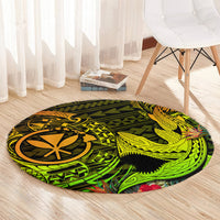 Hawaii Round Carpet Kanaka Map With Polynesian Shark Tattoo Reggae Unique LT14 - Polynesian Pride