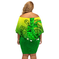 Kia Orana Cook Islands Family Matching Off Shoulder Short Dress and Hawaiian Shirt Kuki Airani Tattoo Pattern With Sea Turtle LT14 - Polynesian Pride
