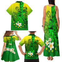 Kia Orana Cook Islands Family Matching Tank Maxi Dress and Hawaiian Shirt Kuki Airani Tattoo Pattern With Sea Turtle LT14 - Polynesian Pride