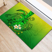Kia Orana Cook Islands Rubber Doormat Kuki Airani Tattoo Pattern With Sea Turtle LT14 - Polynesian Pride