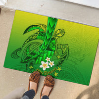 Kia Orana Cook Islands Rubber Doormat Kuki Airani Tattoo Pattern With Sea Turtle LT14 - Polynesian Pride