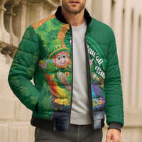 St Patrick's Day Hawaii Bomber Puffer Jacket Hauoli Maoli Funny Shaka Leprechaun