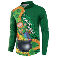 St Patrick's Day Hawaii Button Sweatshirt Hauoli Maoli Funny Shaka Leprechaun