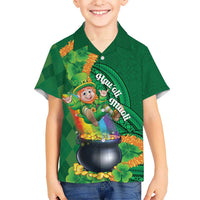 St Patrick's Day Hawaii Family Matching Tank Maxi Dress and Hawaiian Shirt Hauoli Maoli Funny Shaka Leprechaun LT14 Son's Shirt Green - Polynesian Pride