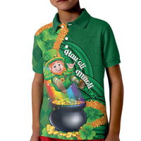 St Patrick's Day Hawaii Kid Polo Shirt Hauoli Maoli Funny Shaka Leprechaun
